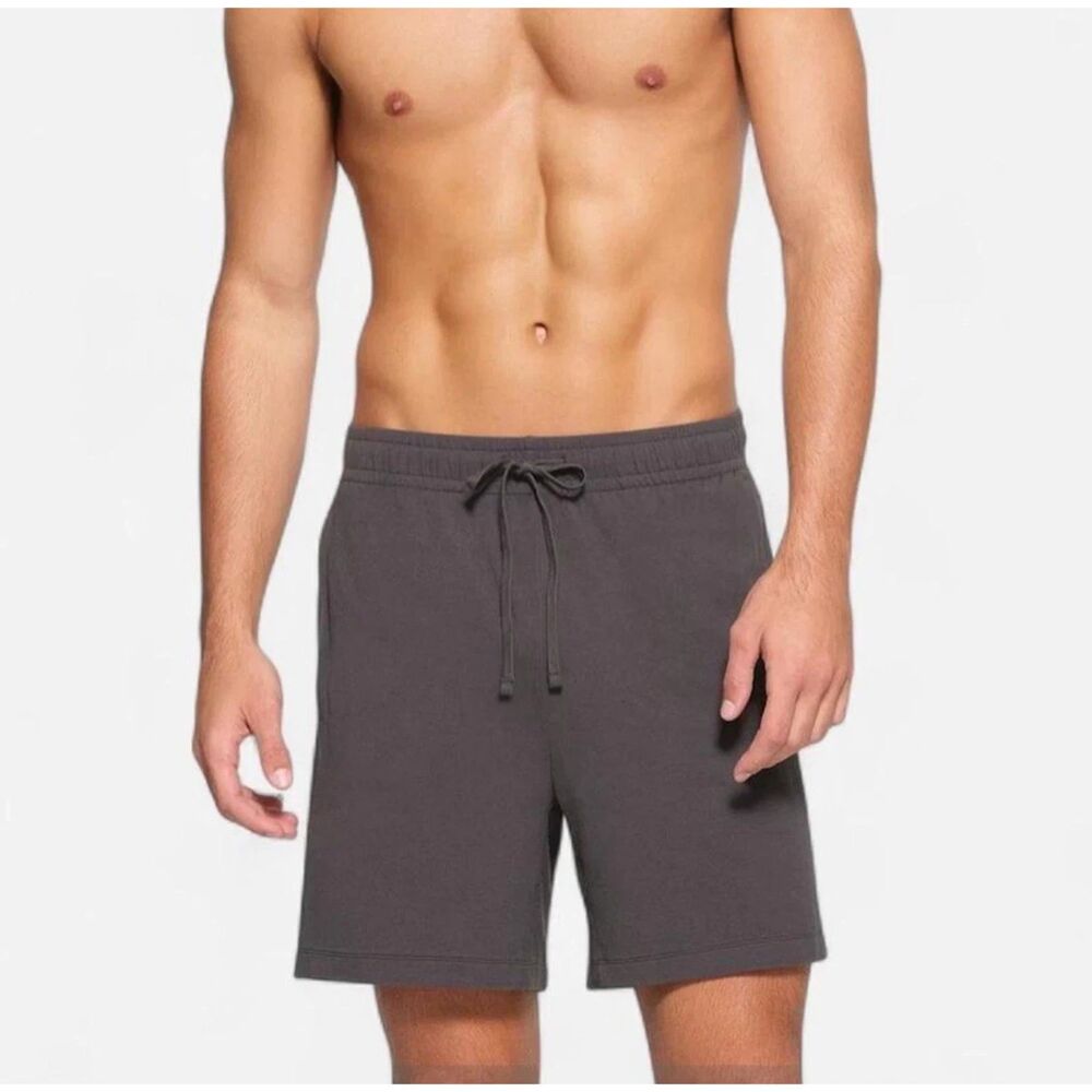 Skims Jersey Lounge Relaxed Short Mens M Gray Pull On Casual Pockets Drawstring